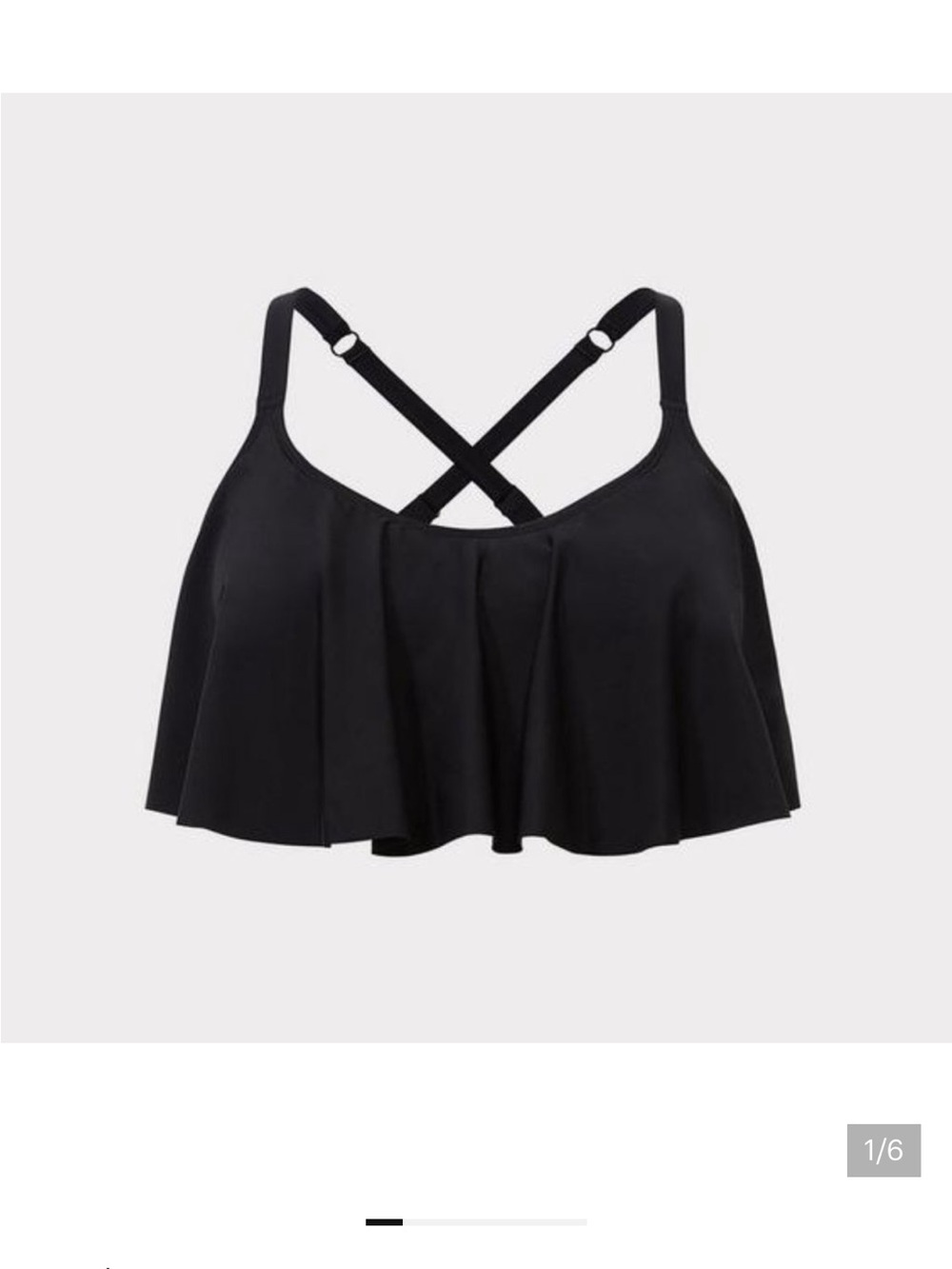 Size 2 (18/20) Torrid Black Flounce Crossback Swim Bikini top